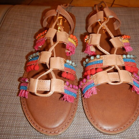 CANDIES SANDALS VERY COLORFUL LACE UP THE ANKLE - Picture 1 of 13